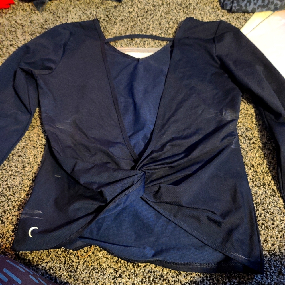 Navy v back shirt